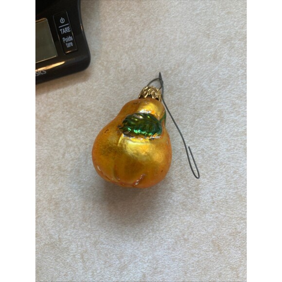 Vtg Lot 6 Fruit Glass Christmas Ornament Set Plum Grape 2 Pears Strawberry Apple - Picture 7 of 12